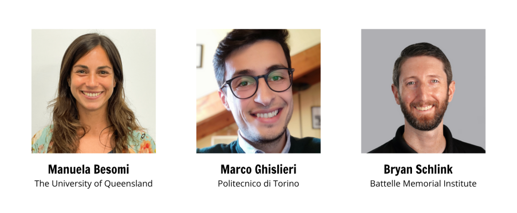 A photo of the 2033 De Luca Award Winners, Manuela Besomi, Marco Ghislieri, and Bryan Schlink